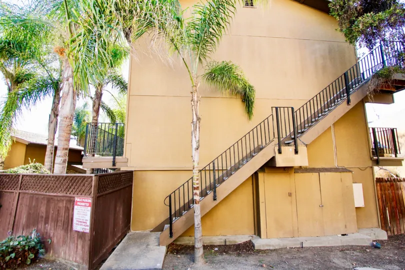 Adelaide Gardens ,College Area  State: California, black steps,cream building