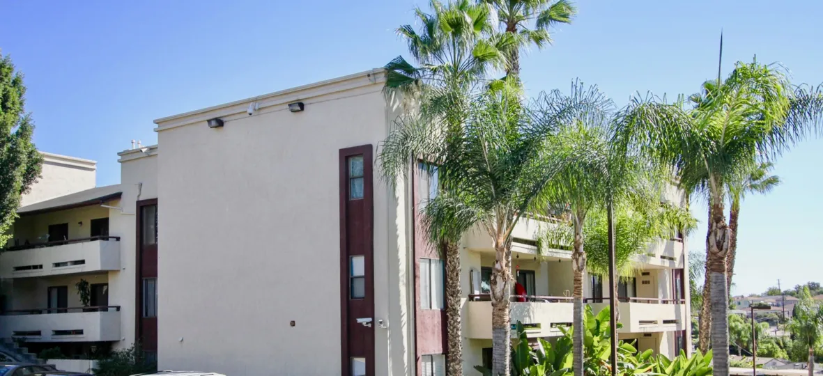 Aspens, College Area  ,: California, blue sky ,off white building