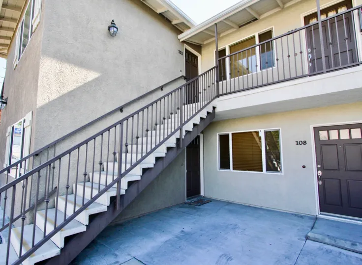 Bella Vista community College Area California stairs covered entry outdoor lighting wooden doors windows