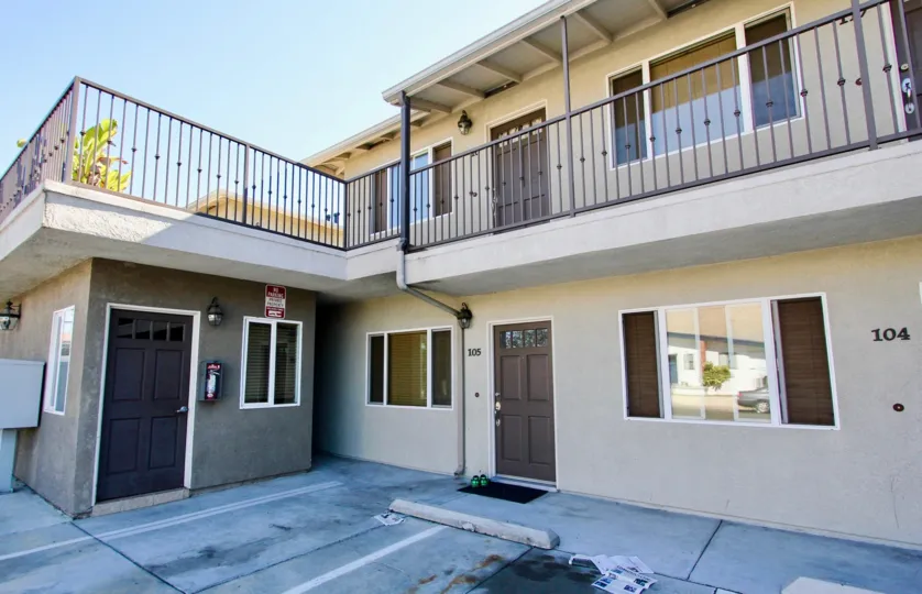 Two story housing buildings at Bella Vista in College Area California