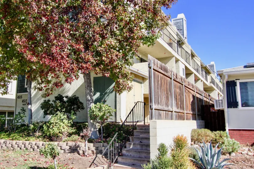 Stairway leading to a multiple story residential building at College Way in College Way California