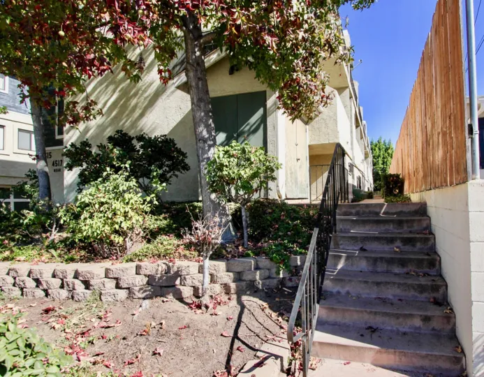 A stairway that leads to a residential building at College Way in College Area California