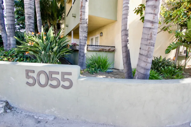 Address on a security wall surrounding residence at Collwood Point in College Area California