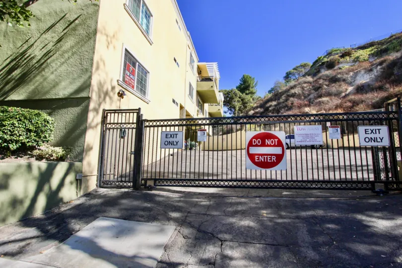Collwood Point, College Area , California, black gate, sign  board