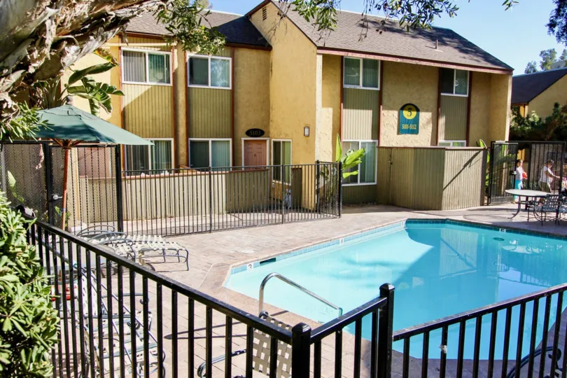 Lake Park Villas ,College Area , California, swimming pool, old