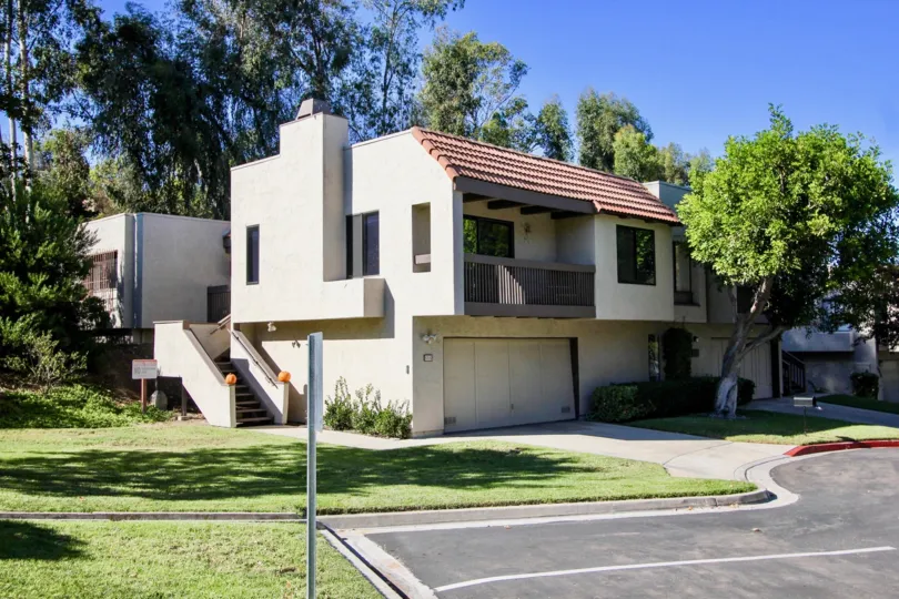 Parking lot next to residential units at Montezuma Townhomes in College Area California