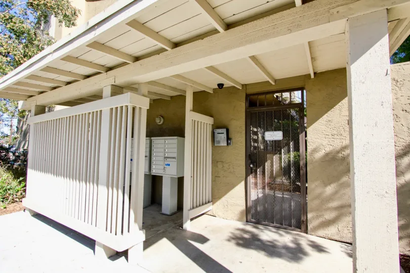 Security gate entrance near mailboxes at Presidio Park in College Area California