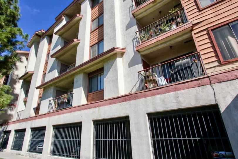 Five story housing building with underground parking at Sunrise Point in College Area CA
