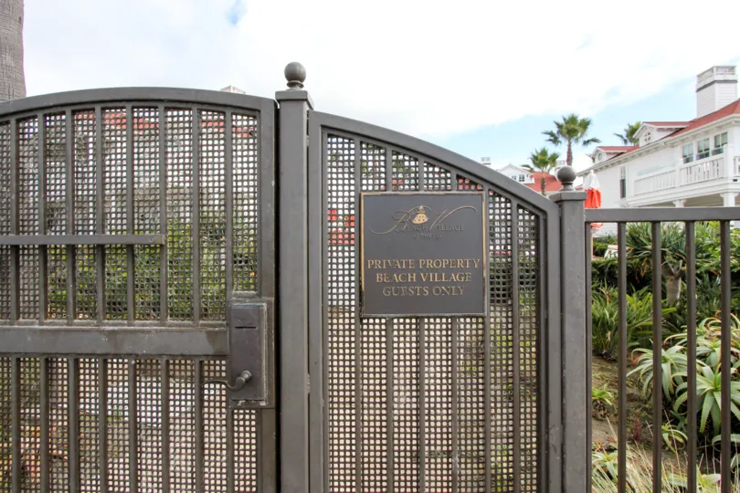 Private Property sign at Beach Village at the Del in Coronado, California.