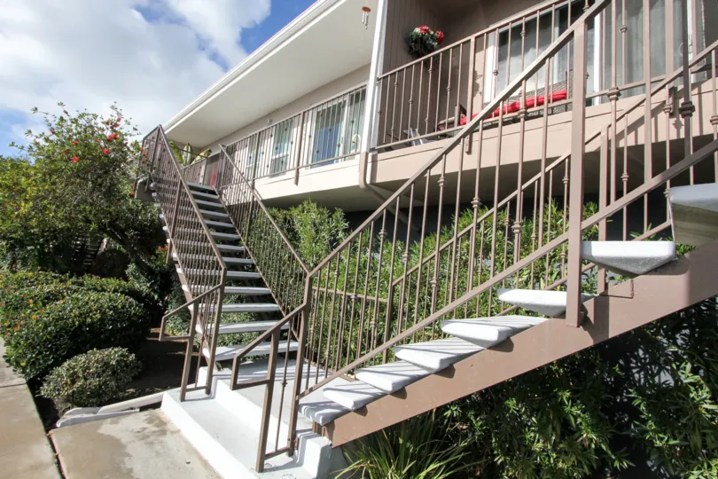 Sunny housing in California america with stairs sunny day