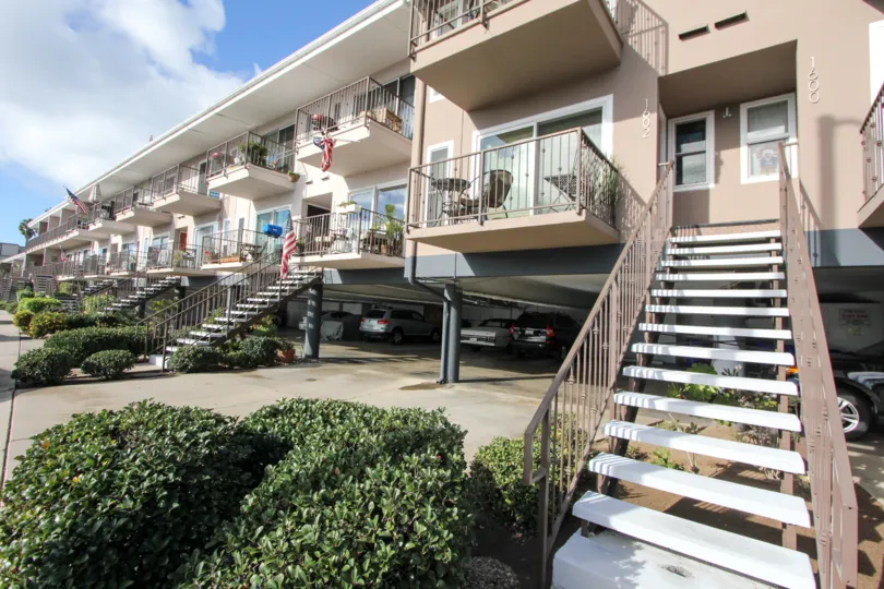 Stairway attached to residential building at Glorietta Bay in Coronado California