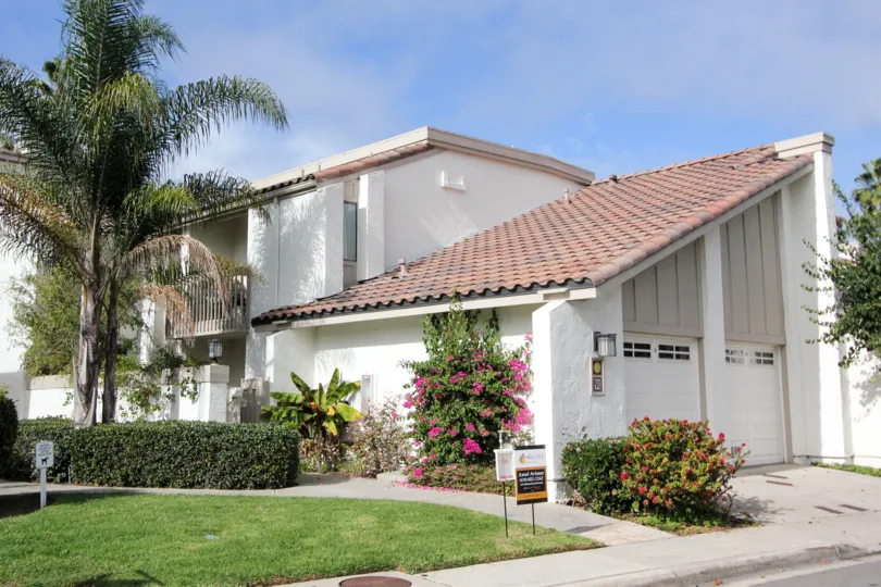 Two story housing with attached garage at Kingston Court in Coronado CA
