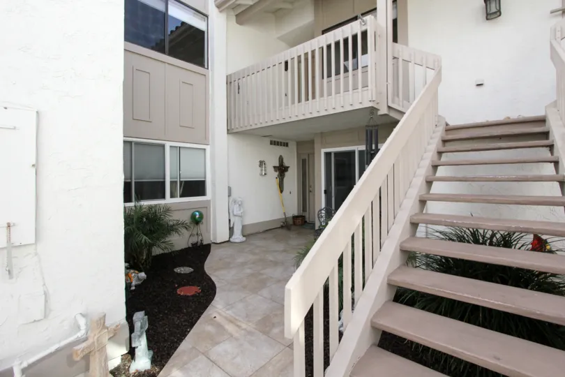 Inside the house, The steps and decorating bushes are there
