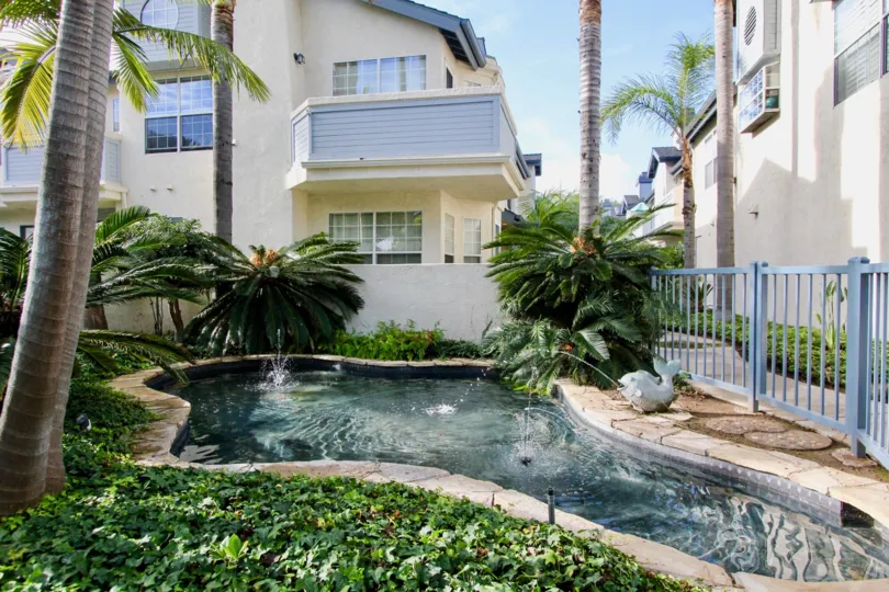 Beautiful multi-story apartments with lovely quad fountain in Coronado, California