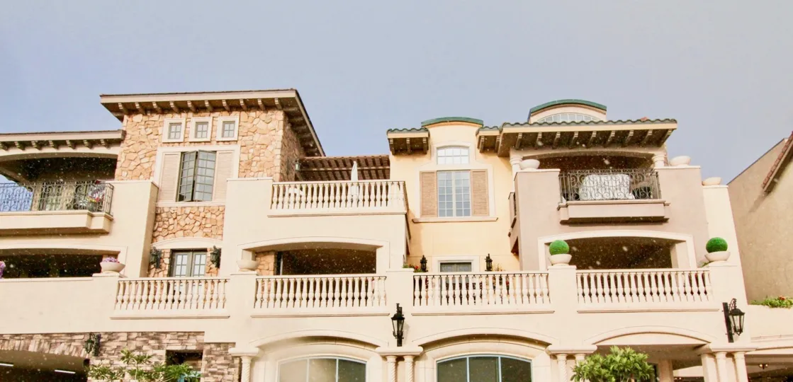 A BEAUTIFUL BIG VILLA AND A NICE TRESS AND IT LOOK LIKE A HUGE ONE FOR SO MANY PERSONS