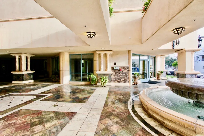 Tiled common area with fountain in Regatta Bay, Coronado, CA