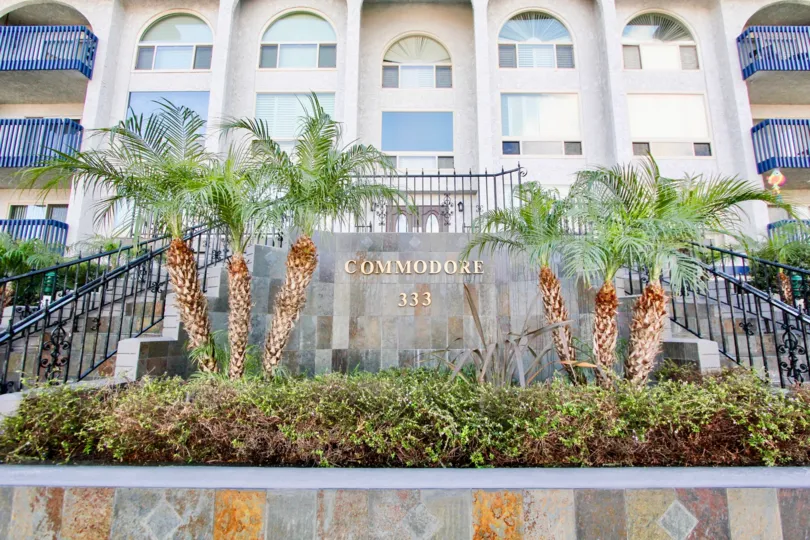 The commodore community with a grand entrance to living areas.