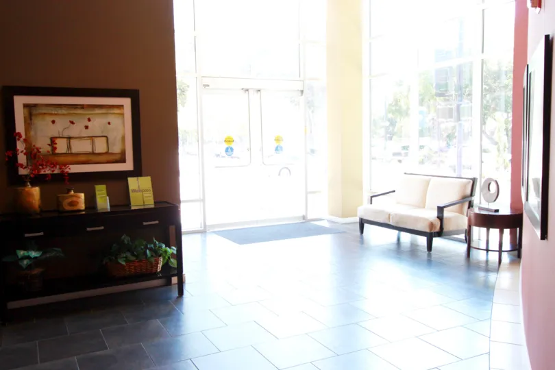 The foyer of a house or clubhouse in 350 West Ash.