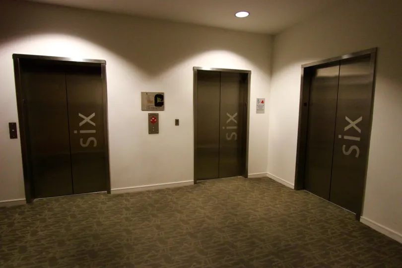 Well marked floor level of 3 elevators of the condo at 350 West Ash