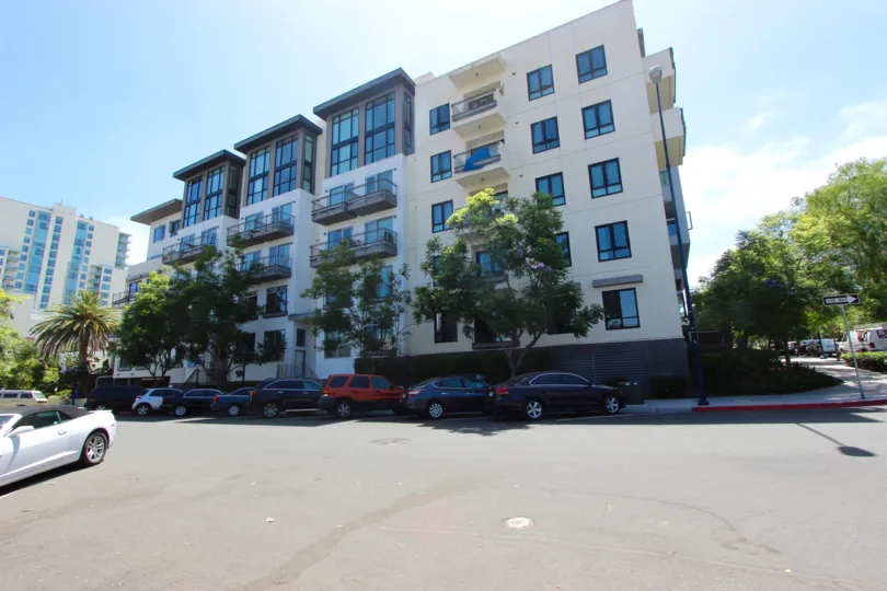 A street view of a building in Aloft community of Downtown San Diego CA.