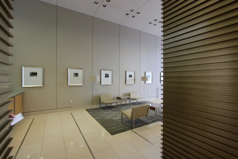 A building's sitting lobby in Alta Downtown San Diego CA.
