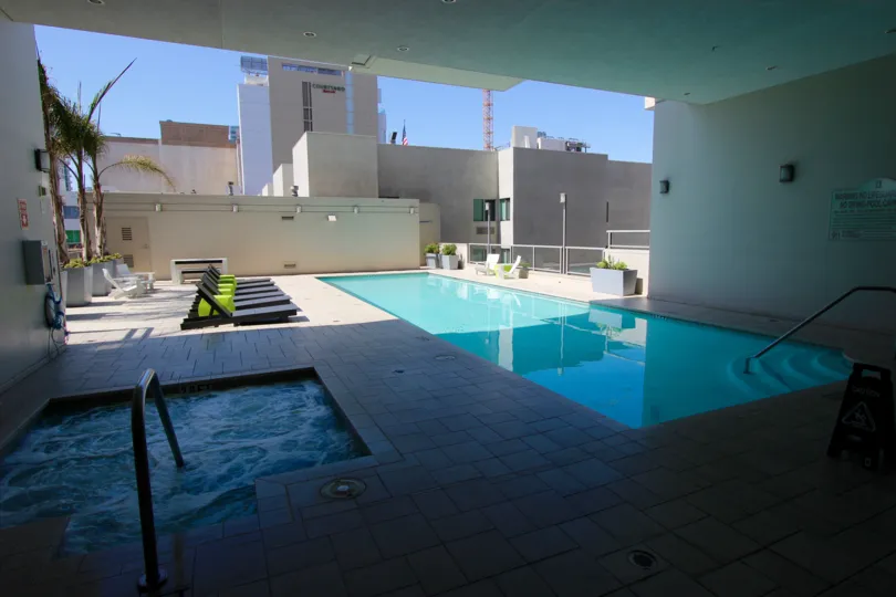 Bubbles rise on a sunny day in a hot tub at Alta condo