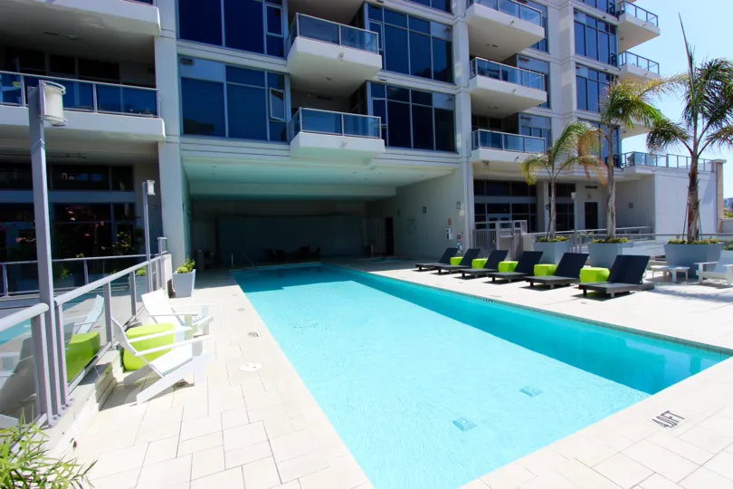 Swimming pool on a sunny day in Alta of Downtown San Diego, California