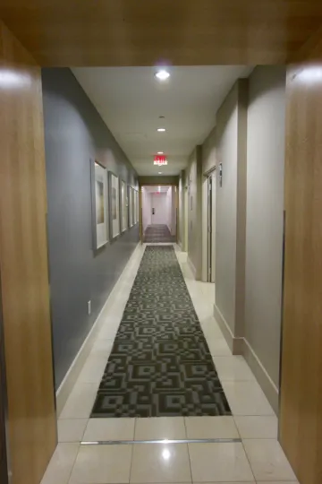 Clean and bright hallway at Alta in Downtown San Diego, California