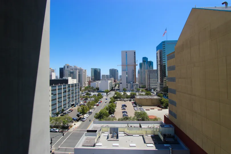 The orderly and clean streets of the Aperture neighborhood in Downtown San Diego, California, as seen from above