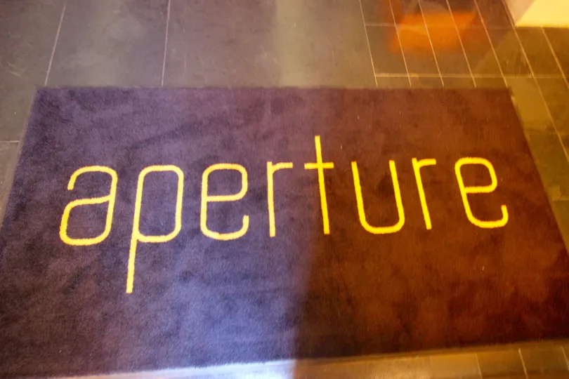 The cheerful welcome mat at Aperture in Downtown San Diego, CA