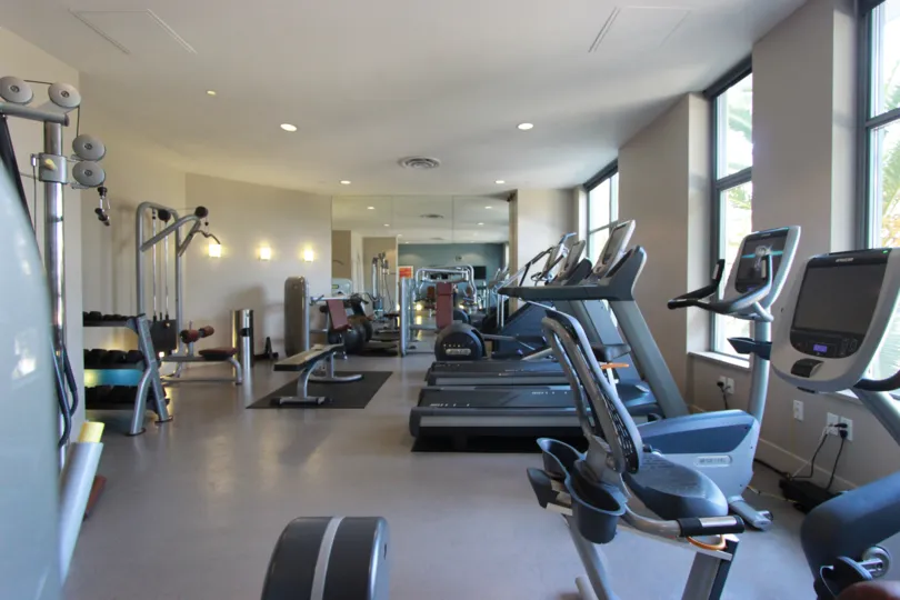 Large gym building with exercise equipment inside Aria at Downtown San Diego CA