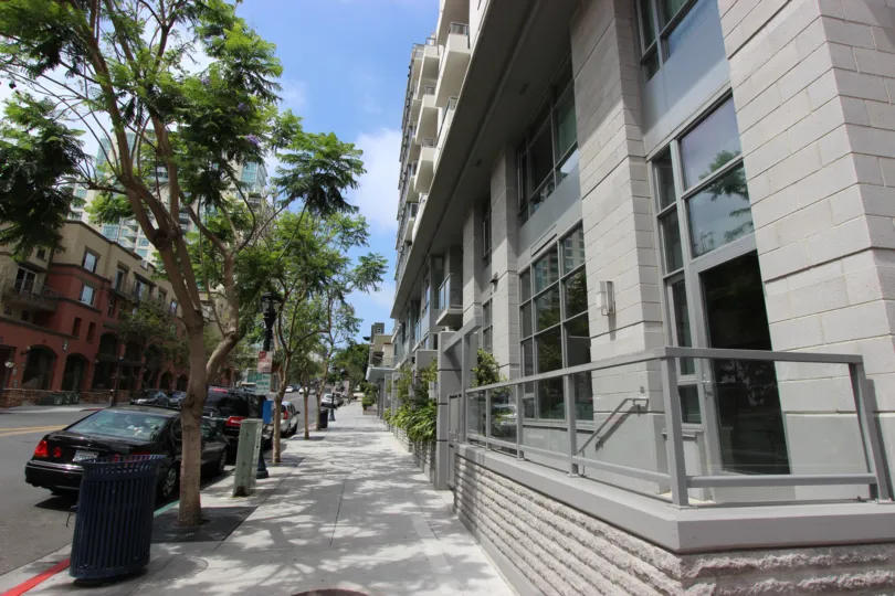 The sidewalk in the Aria community in Downtown San Diego California.