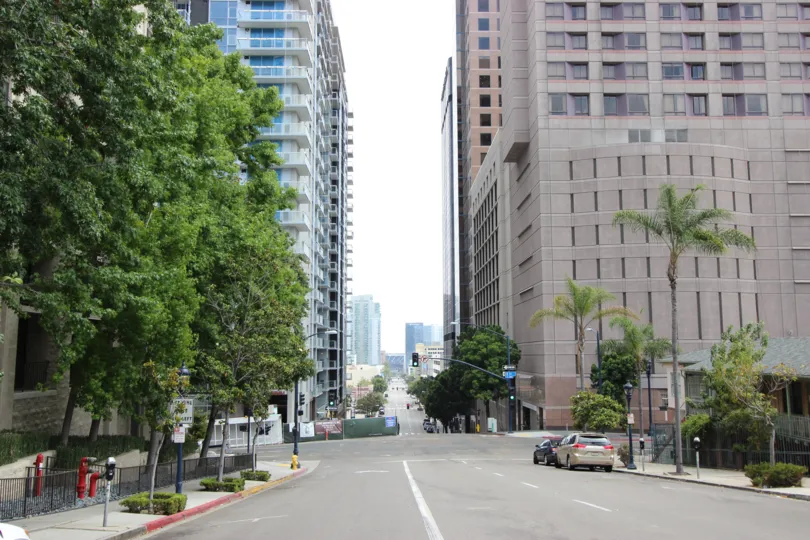 Two Tall buildings in Downtown San Diego's Aria Community.