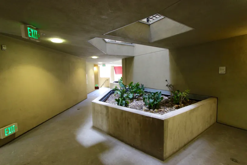 Stone planter in a lobby area in Bella Via at Downtown San Diego CA