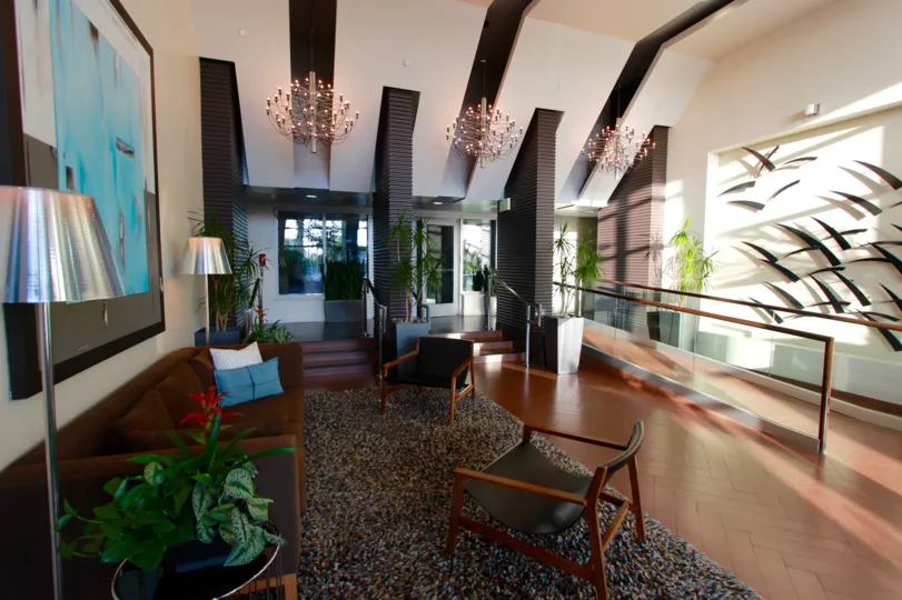 Room filled with furniture and lighting inside Breeza at Downtown San Diego CA