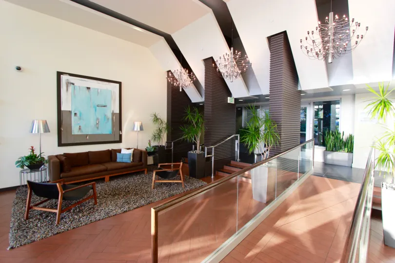 Sunny and inviting lobby at Breeza in Downtown San Diego, California.