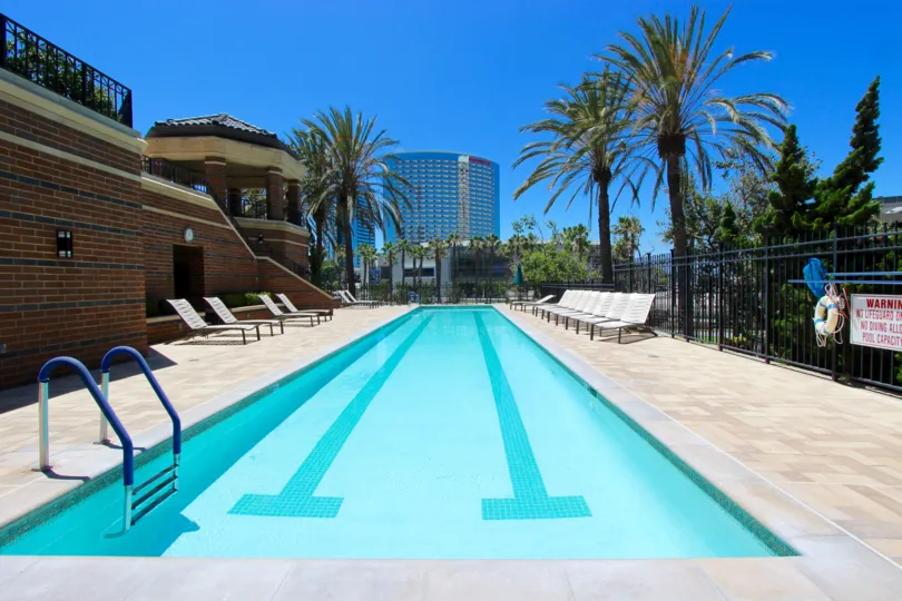A sunny day at the beautiful pool in Cityfront Terrace.