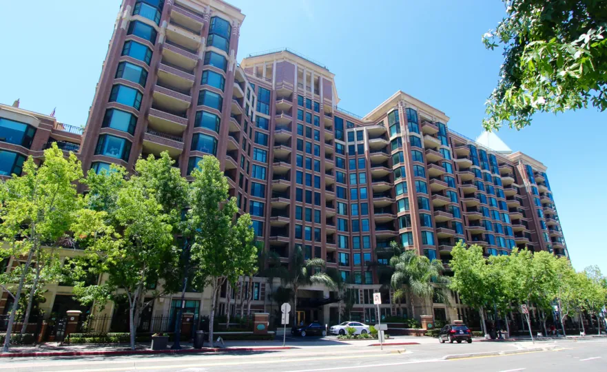 A sunny view of Cityfront Terrace in Downtown San Diego, CA