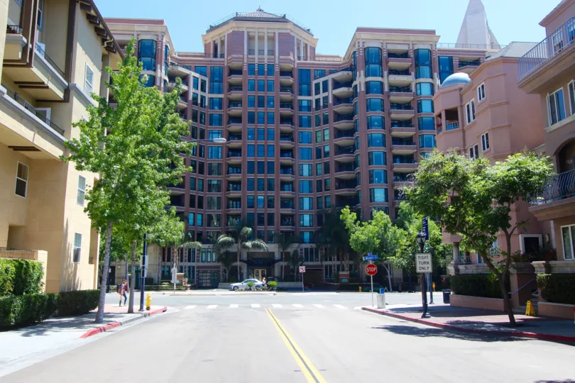 Unique architecture viewed on a perfect sunny day in Downtown San Diego, California.