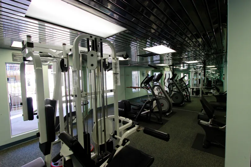 Large gym with variety of equipment at Columbia Place.