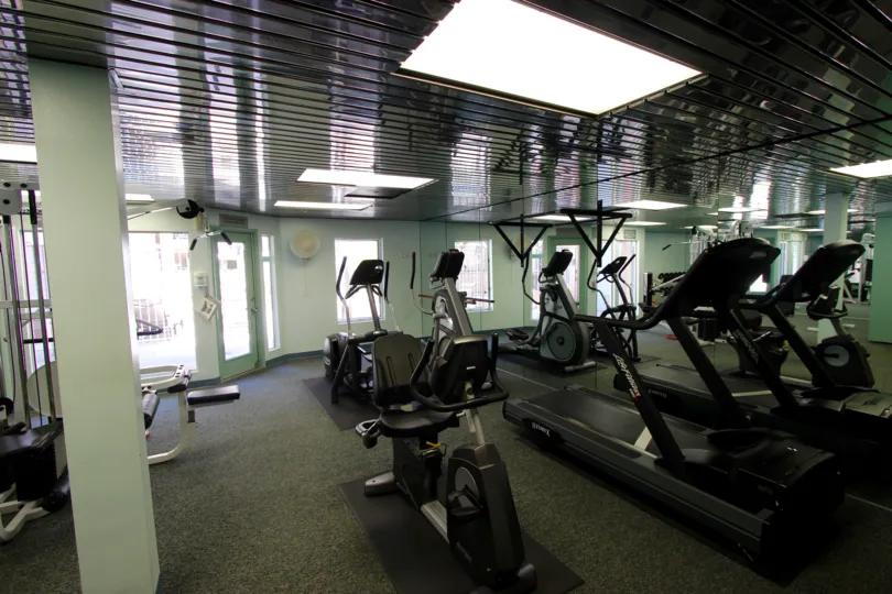 Exercise equipment inside Columbia Place at Downtown San Diego CA