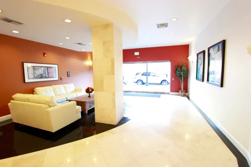 The Crown Bay lobby is a bright and inviting sanctuary in Downtown San Diego, California