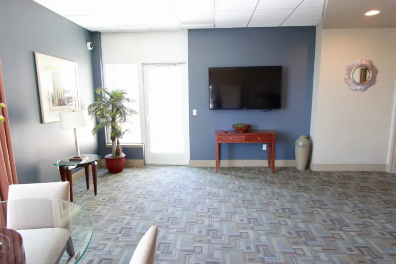 Wall fitted television and nice interior decoration in Diamond Terrace.