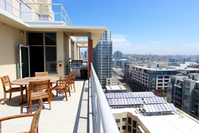 A beautiful balcony of Diamon Terrace in Downtown San Diego, CA