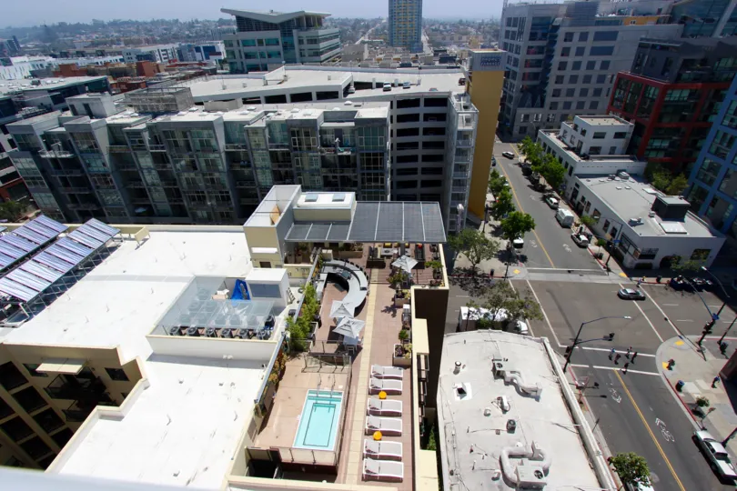Breathtaking city views from Diamond Terrace in Downtown San Diego, California