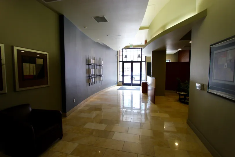 Looking down a hallway in Diamond Terrace Downtown San Diego in California