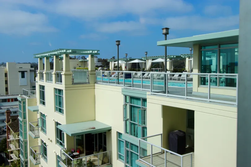 Top view of big posh apartment Discovery located in Downtown San Diego, California