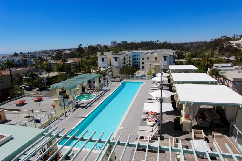 THE HOTEL IN THE DISCOVERY WITH SWIMMING POOL, CHAIRS.