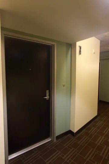 Clean and well-lit hallway at DOMA in Downtown San Diego, California