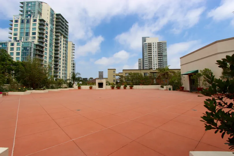 An open sitting area in El Cortez area of Downtown San Diego CA.